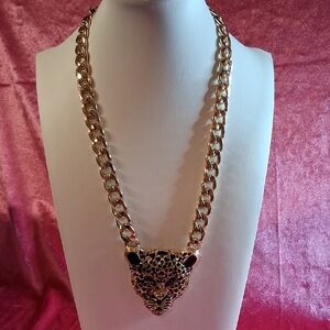 Signed Natasha Panther Pendant Necklace